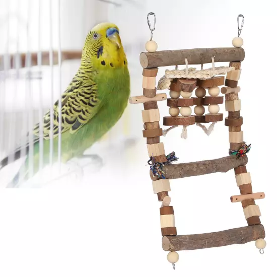 Bird Ladder Bridge Swing Chewing Toys Natural Logs Cage Accessories F AD5