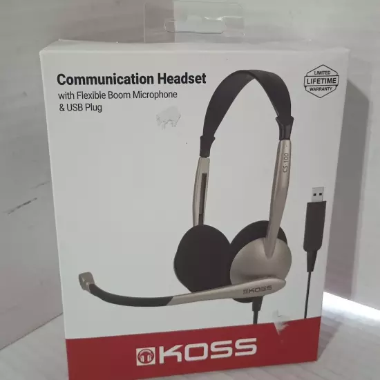 KOSS-HEADPHONES CS100 USB COMM HEADSET W/ MIC USB 8FT VOL