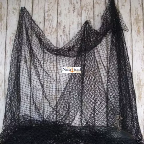 Authentic Fishing Net - 10'x10' BLACK -Crab, Lobster Trap - Real Vintage Netting