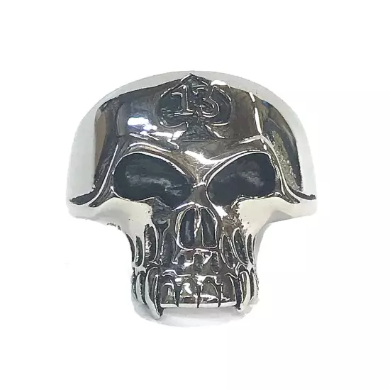 Stainless Steel Men’s Biker Style Ring Size 15 Skull 13 Clubs Card 10+ Grams