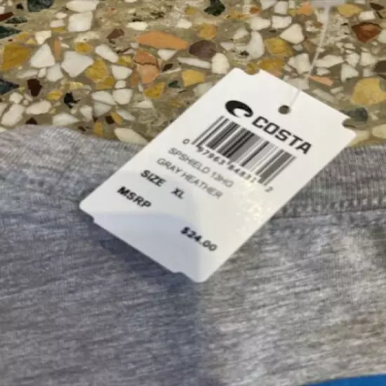 NWT XL Costa Del Mar Species Shield Long Sleeve T-shirt- Heather Grey SHIPS FREE