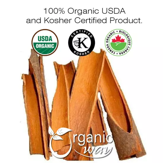 Organic Way True Ceylon Cinnamon Sticks - Organic, Kosher & USDA Certified