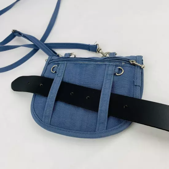 Mini Baggalini Crossbody Belt organizer Wallet purse Fanny Pack Blue Passport