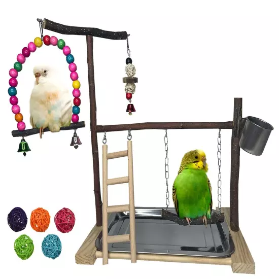 Bird Playground Parrot Playstand Parakeet Gym Playpen Cockatiel Play Stand Wo...