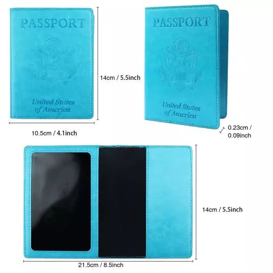 Leather Passport Holder Wallet Blocking Cover Protector For Vaccination Card