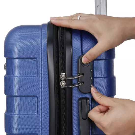 Travel Suitcase 21" Carry On Luggage Hardside Expandable Spinner with Wheel Blue