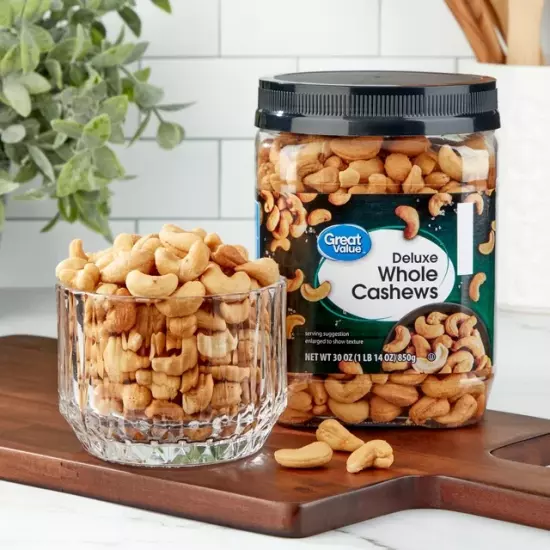 Great Value Deluxe Whole Cashews, 30 oz