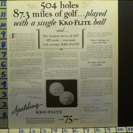 1928 SPALDING GOLF CLUB KRO FLITE BALL SPORT VINTAGE AD I04