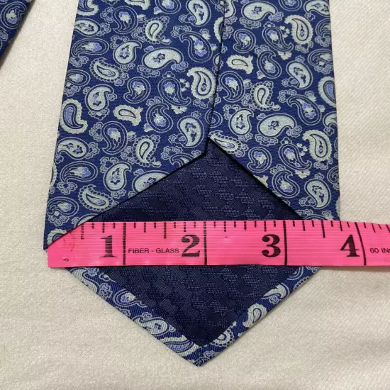 BATTISTONI Made In Italy Blue Paisley Pattern Men’s Silk Necktie PEC