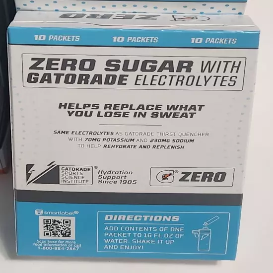 Gatorade G Zero Glacier Freeze Sugar Free Powder Sticks 6 Boxes (60 Sticks)