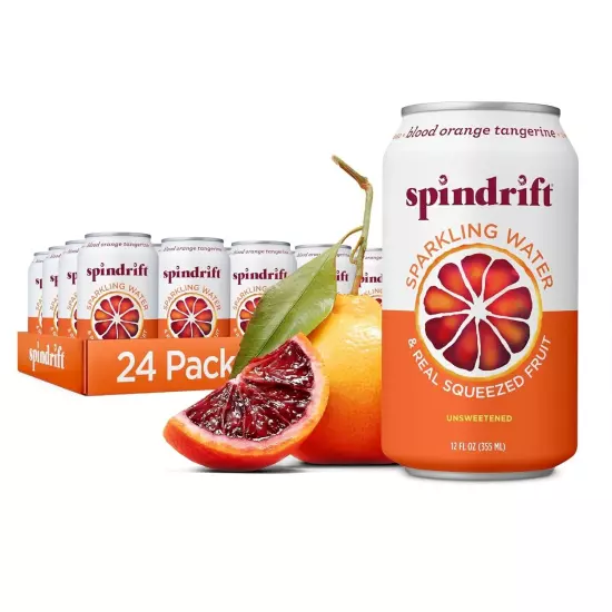 Sparkling Water, Blood Orange Tangerine Flavored, Made with Real Squeezed Fruit,