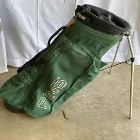 Vintage 90’s PING Hoofer Green/Black 4 Way Divider Golf Bag Dual Carry Straps