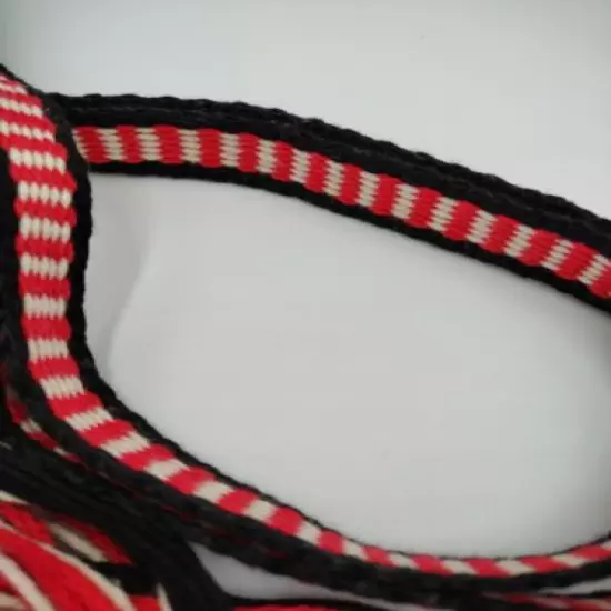 Item 2201: Powder Horn Strap belt cotton 42" x 3/4" Bar pattern red, whi, black