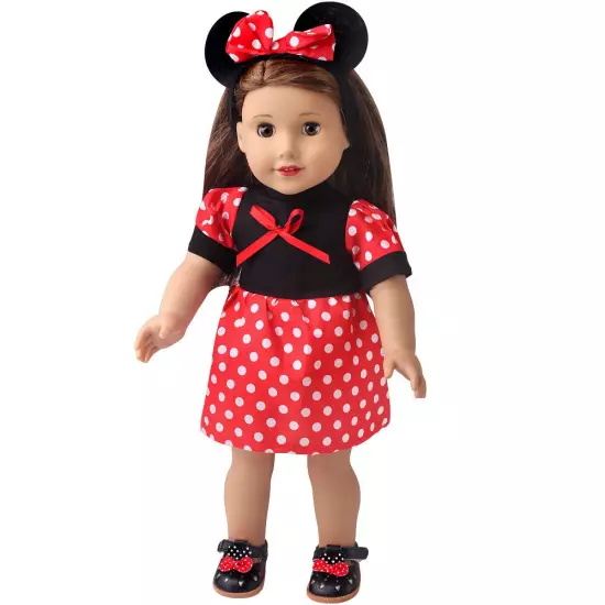 Mickey Dot Dress & headband set made for 18'' American girl party clothes