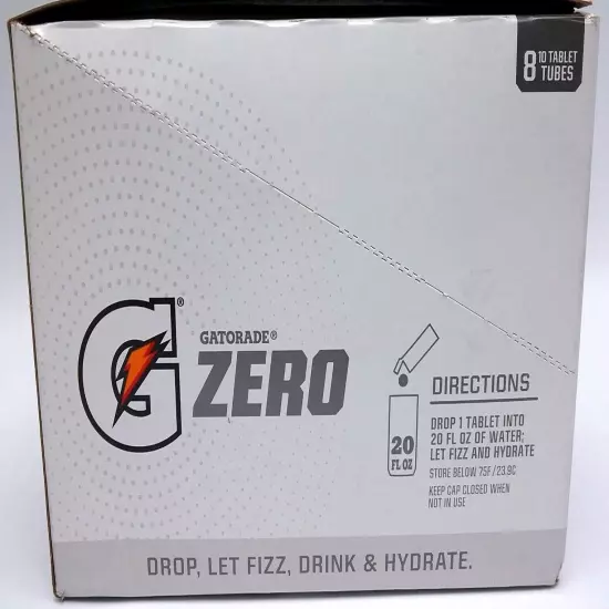 Gatorade Electrolytes G Zero Sugar Tablets Box 8- 80 Tabs Glacier Cherry