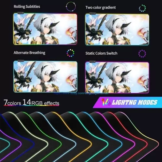 Epic Seven 7 Sexy Anime Girls Large RGB Gaming Mouse Pad Keyboard Play Table Mat