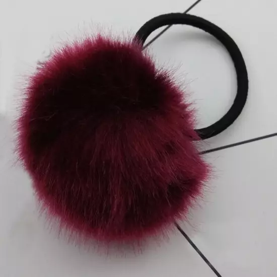 2/1PCS 6/5cm Fluffy Pompom Elastic Hair Ties Bobbles Fur Ball Ponytail Band