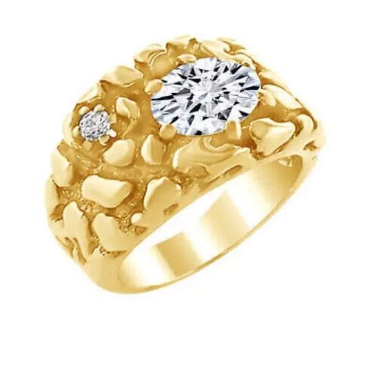 Mens King Don Knuckle Sandwich Ring Simulated Diamond 14K Gold Plated