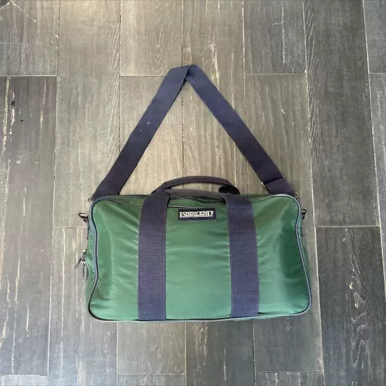 Lands End Vintage Messenger Field Bag Luggage Green USA