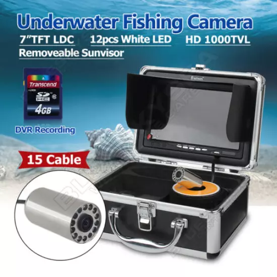 EYOYO 7" LCD Underwater Video Camera Fish Finder w/DVR Functions LEDS 1000TVL!