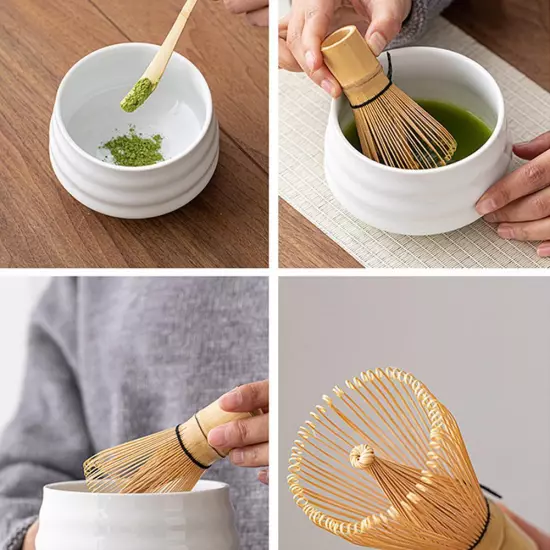 4pc Japanese Matcha Bowl Scoop 100 Whisk Tea Ceremony Set