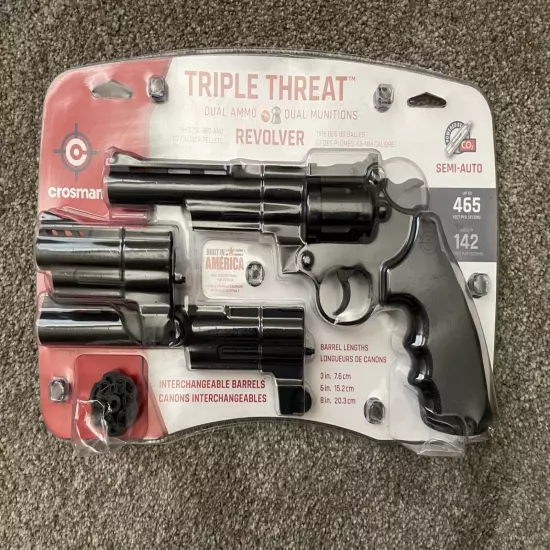 Crosman Triple Threat CO2 Semi-Auto Dual Ammo Air Revolver/3 Barrels - CR44TTKT