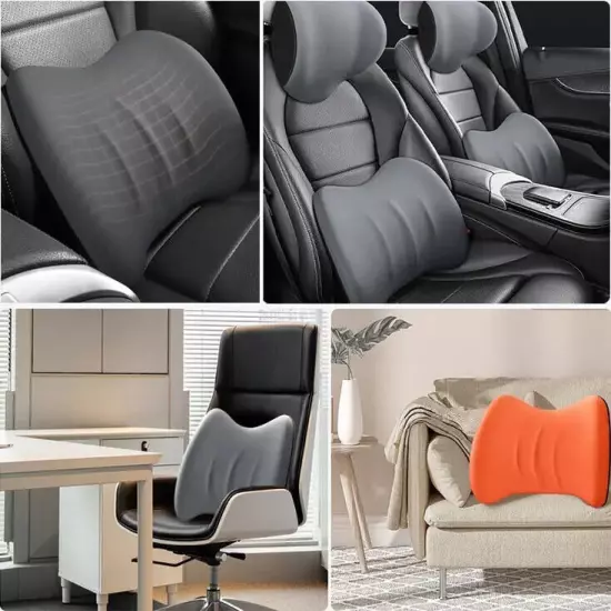 Car Seat Headrest & Lumbar Cushion Memory Foam Protective Lumbar Back Support