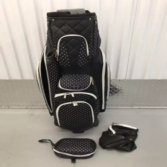 Calina Cart Golf Bag, 14-way, Black With White Dots, With Rain Hood