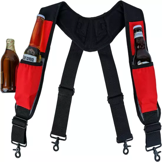 MELOTOUGH Men'S Suspenders,Tool Belt Suspender with Holster Beverage Holder Belt