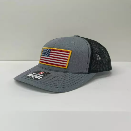 Richardson 112 American Flag 6 Panel Adjustable Snapback Trucker Mesh Hat