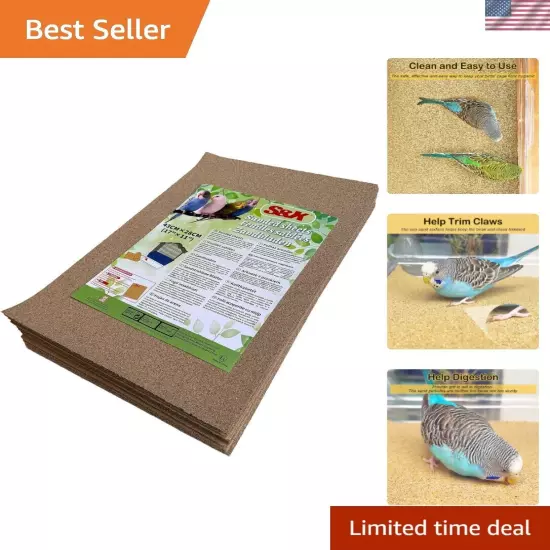 Gravel Paper for Bird Cage 60-Pack 17” x 11” Bird Cage Liner, Thick Sandpaper...