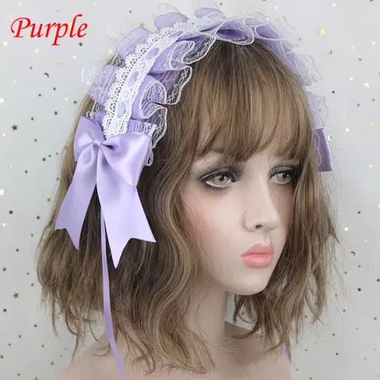 Lolita Lace Hair Hoop Women Girl Cosplay Headband Women Bowknot Hair Accessory