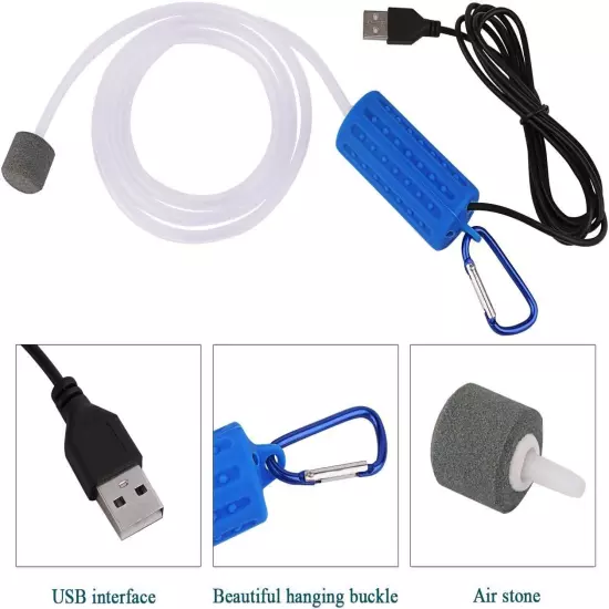 USB Aquarium Air Pump, Ultra Durable & Quiet USB Nano Air Pump, Small Air Bubble