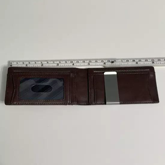 Zitahli Slim Minimalist Bifold Wallet for Men Brown with Money Clip