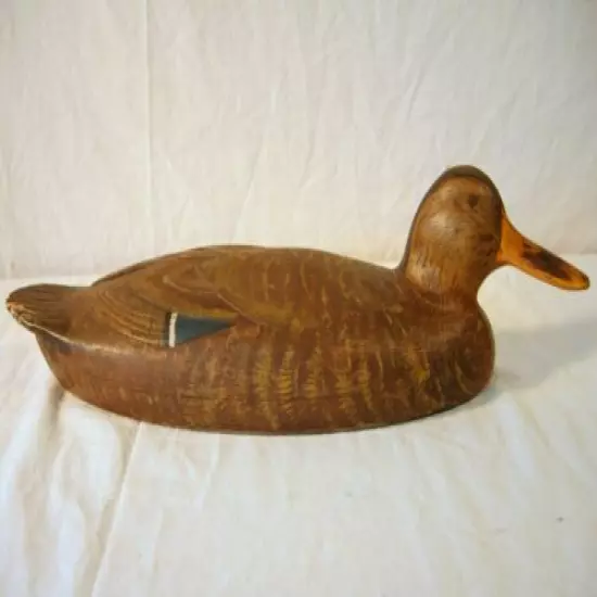 Antique Duck Decoy Pre 1950 Carved Tail Feathers Original Paint 2 Pc. Body