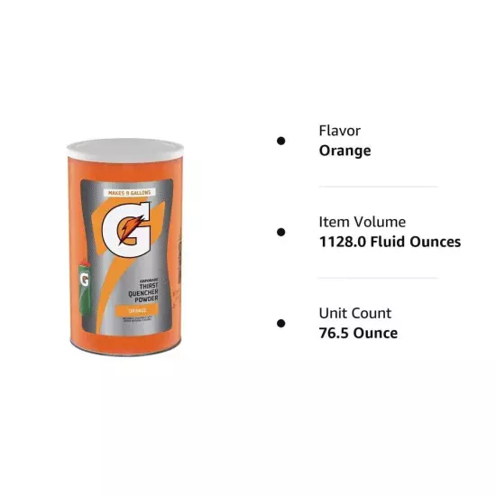 Gatorade Thirst Quencher Powder, Orange, 76.5oz Canister