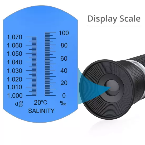 Salinity Refractometer Saltwater Aquarium for Seawater Pool Tank Marine Fishk...