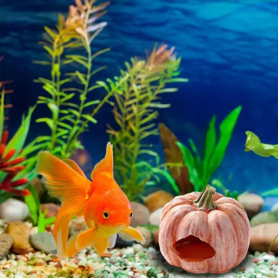 Halloween Mini Pumpkin Ornament Fish Tank Aquarium Habitat Resin Land