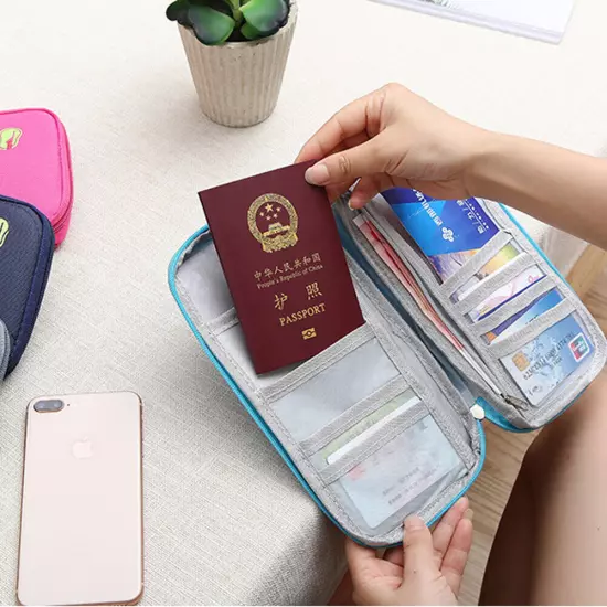 Passport Holder Travel Leather Wallet Cards Holder Cover Document Organizer Bag