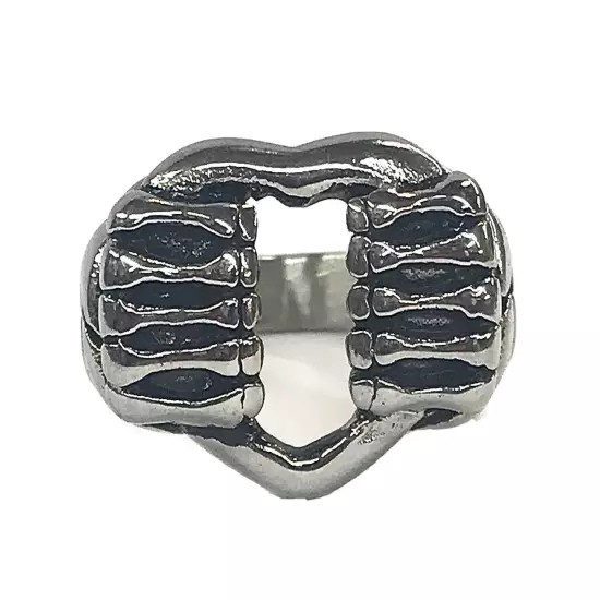 Stainless Steel Men’s Biker Style Ring Size 12 Prisoner Of Love Hands 15 Grams