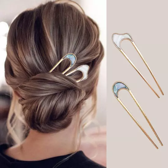 Women Hair Pin U Shaped Fork Stick French Fashion Hairstyle Metal Hair Clips -