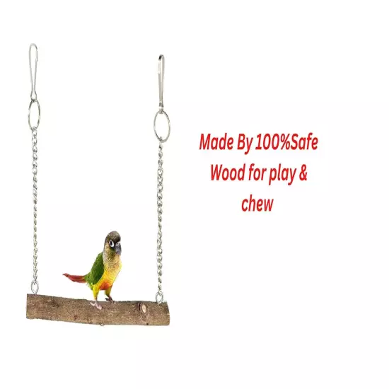 Bird Swing Toy Bird Parrot Swing Chewing Toys Large Natural Wooden Parrots Swing