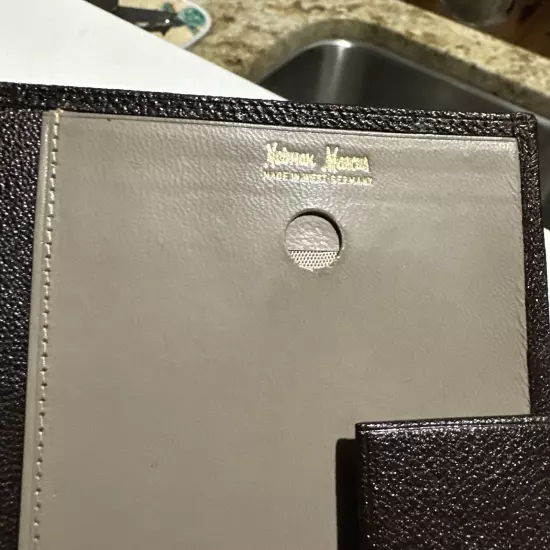 Neiman Marcus Leather Passport Cover Brown Snap Closure, Room For Currency &More