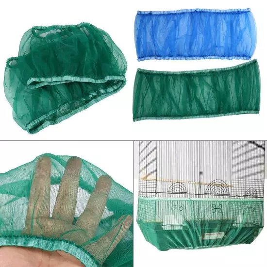 Bird Cage Cover, Ventilated Nylon Bird Cage Cover Shell Skirt Seed Catcher So...