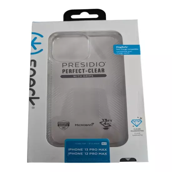 Speck Presidio Perfect Clear Grip Case for iPhone 13 Pro Max/12 Pro Max - Clear