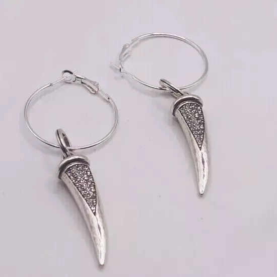 Brighton horn crystal earrings on non brighton hoops NWOT