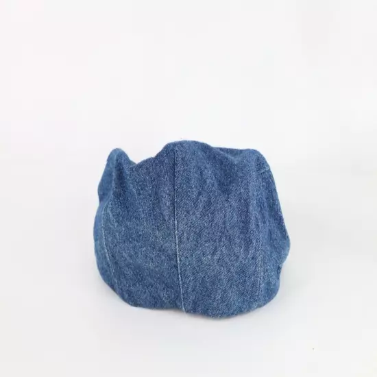 Vtg 60s Union Made Distressed Denim Jean Newsboy Cabbie Hat Cap Blue Small USA