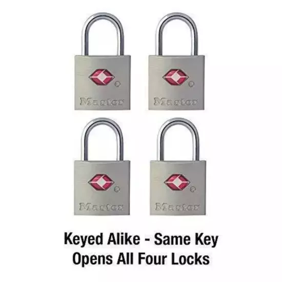 Set Of 4 007 Master Lock TSA Approved XFG Luggage Locks With Keys. Keyed Alike