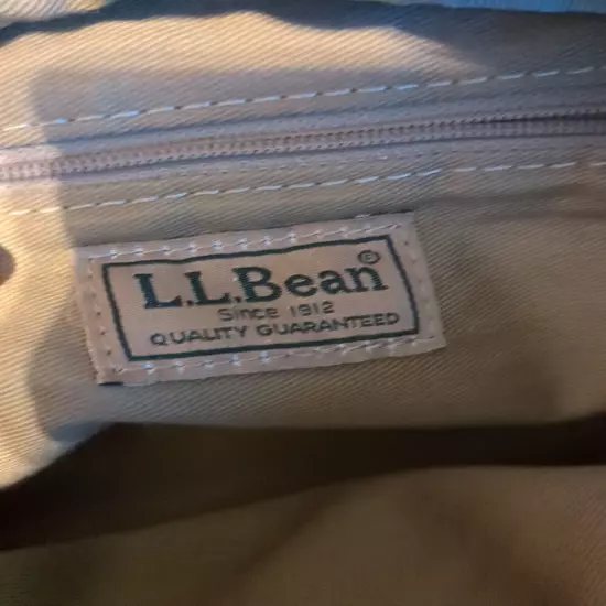 LL Bean Canvas Leather Crossbody Flap Messenger Shoulder Bag Side Pockets Vtg