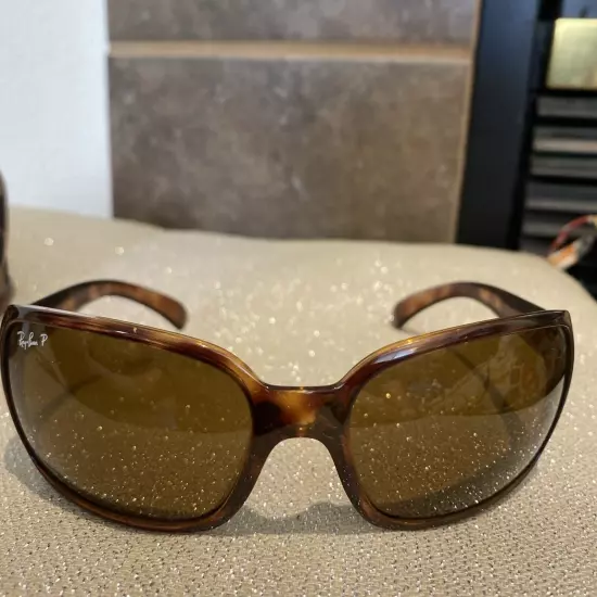 Ray-Ban P Polarised RB 4068 642/57 Brown Sunglasses With Unbranded Case